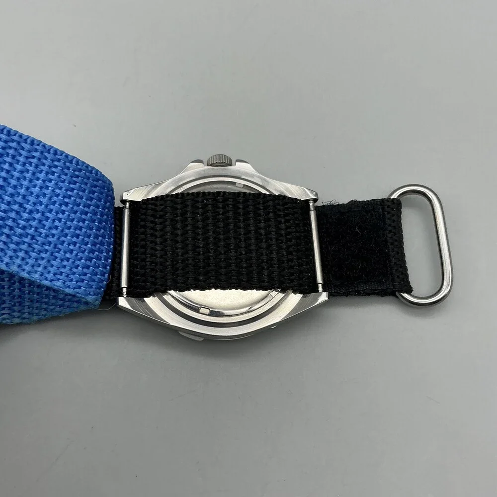 Acer Boys Watch 38mm Blue Dial Silver Tone Black Nylon Strap New Battery